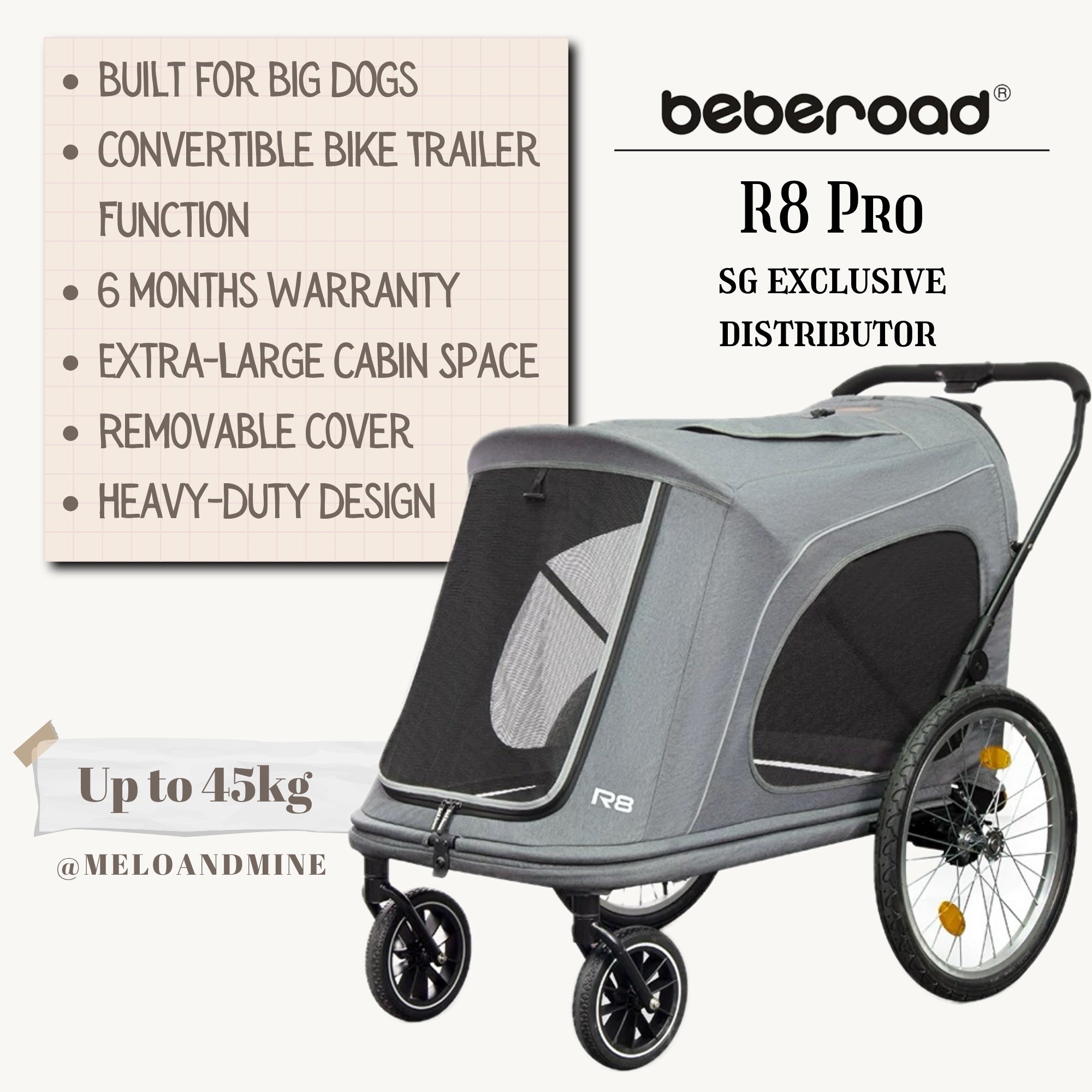 Beberoad R8 Pro (4 Wheel) Pet Stroller