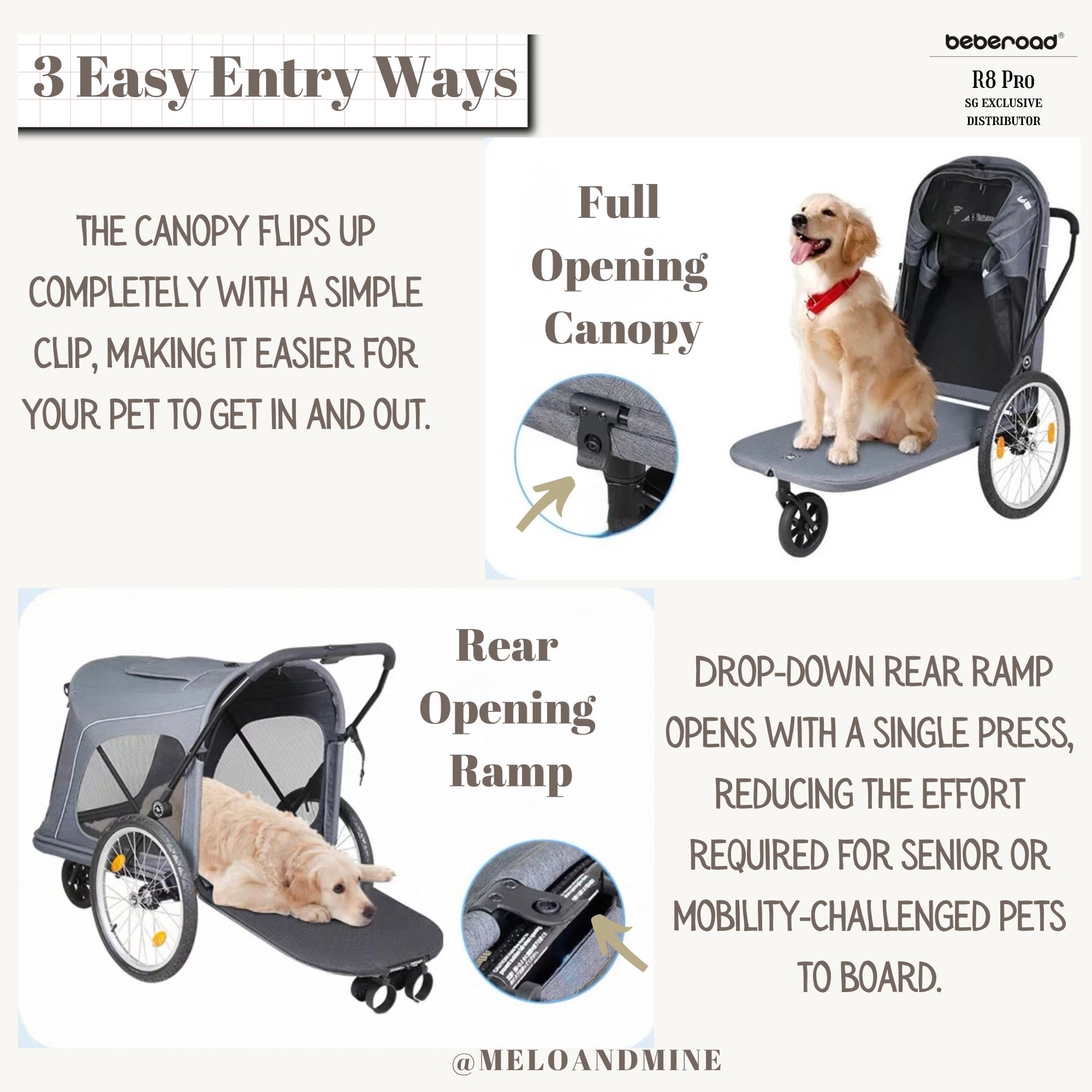 Beberoad R8 Pro (4 Wheel) Pet Stroller
