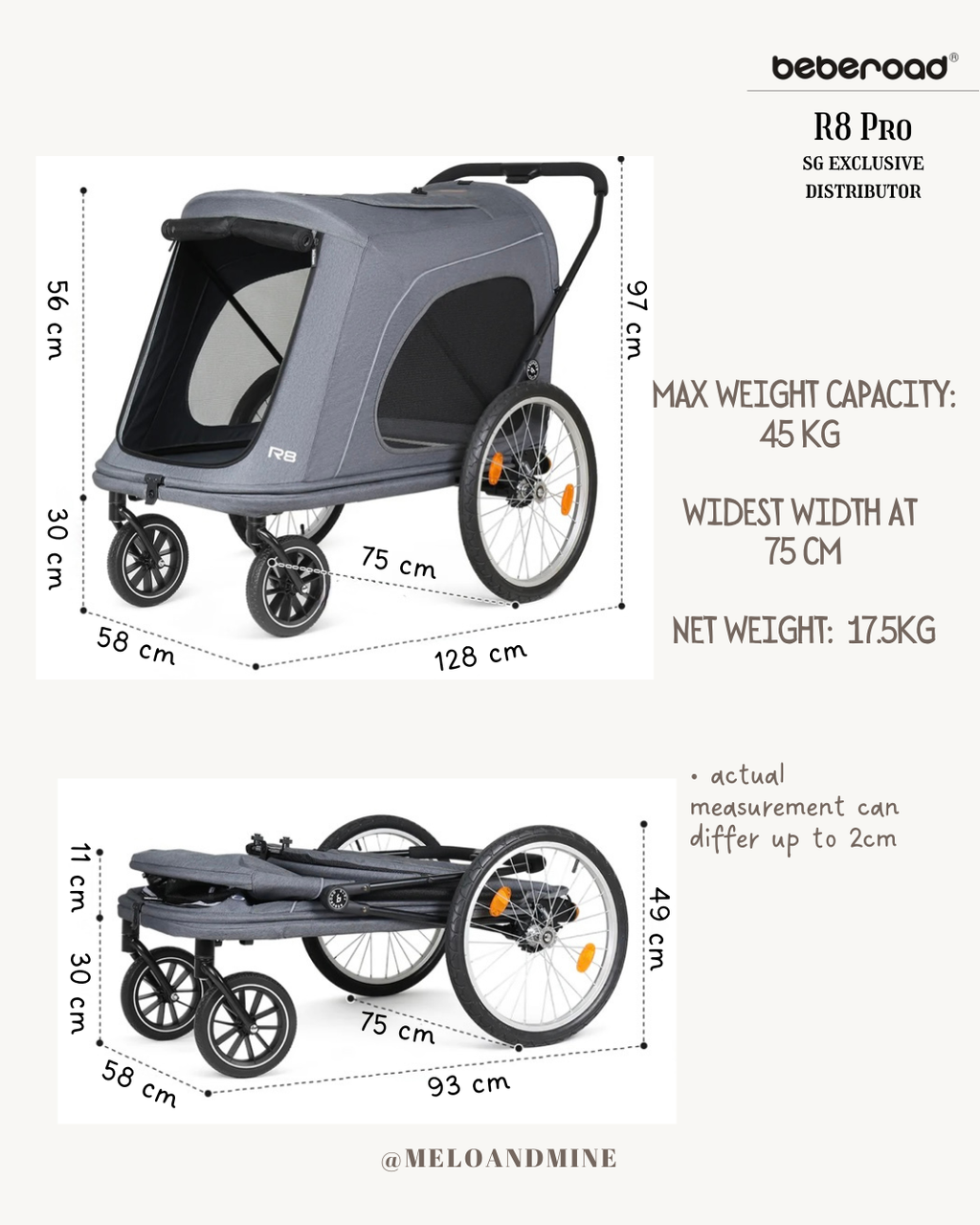 Beberoad R8 Pro (4 Wheel) Pet Stroller